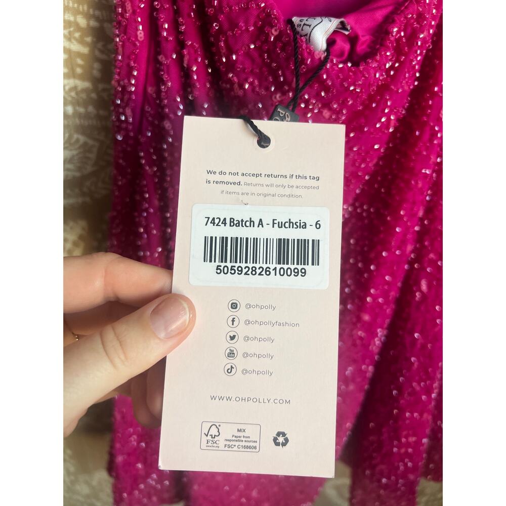 NWT Oh Polly Emilion Embellished Cut Out Mini Dress in Fuchsia - Picture 8 of 9